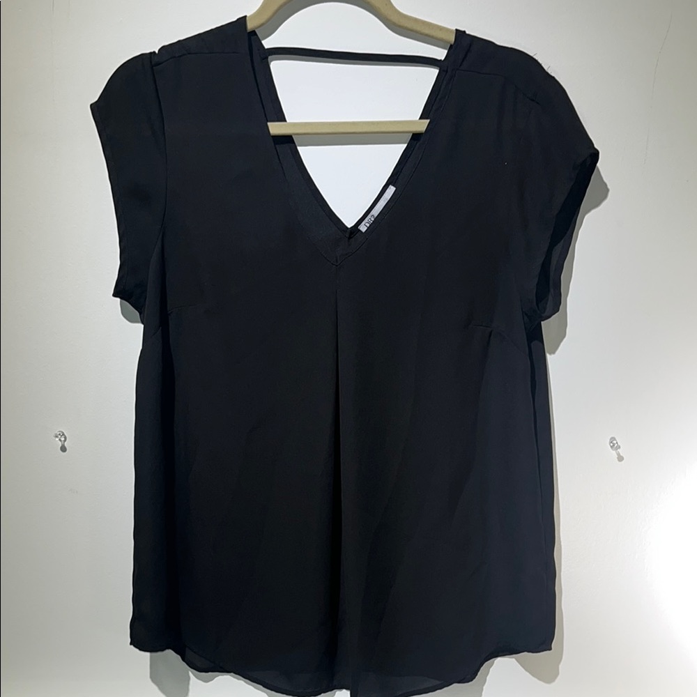 Black V-Neck Women's Top